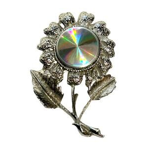 Vintage 1960s Jewelerama Holographic Flower Brooch
